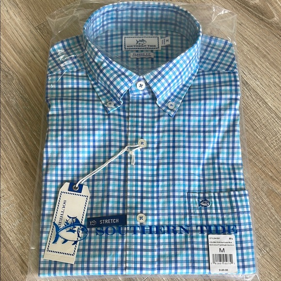 Southern Tide Blue Checkered Men's Shirt - Picture 1 of 1